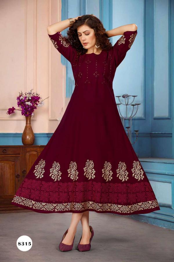 Beauty Queen Dhyana Long Anarkali Kurti Collection